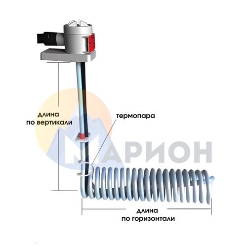 ТЭН фторопластовый, PTFE оболочка, модель HXL, 2000Вт, 220В